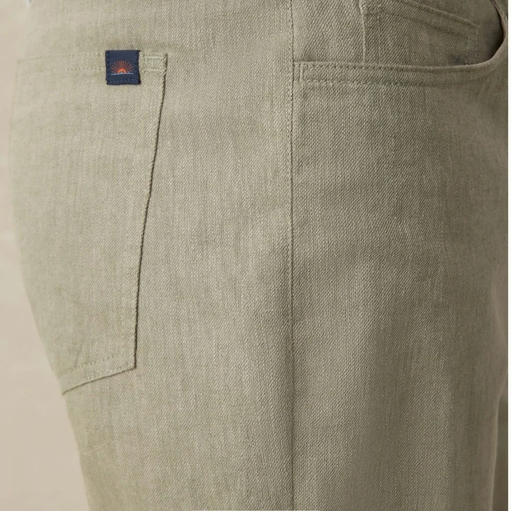 Faherty Movement Linen 5pocket pant Sage Cliff - Picture 4 of 5